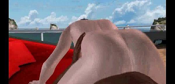  Hot 3D babe fucked hard by an ebony stud on a boat